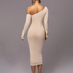 Grace Pemberton | One Shoulder Ruched Midi Evening Dress For Women