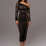 Grace Pemberton | One Shoulder Ruched Midi Evening Dress For Women