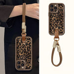 Leopard Pattern Wrist Strap iPhone Case