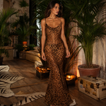 Zoe Harrison | Leopard Print Sheer Maxi Dress For Women